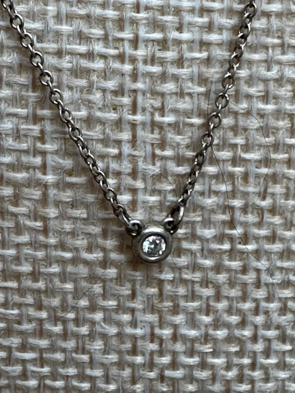 Tiffany & Co. Sterling Silver Diamond Solitaire Necklace